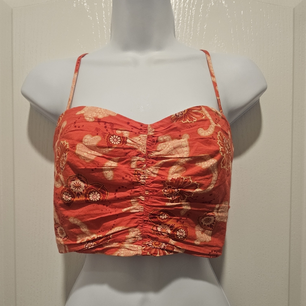 A.L.C. Arit Floral Cotton Crop Top Shirt Size 4 Small Paisley